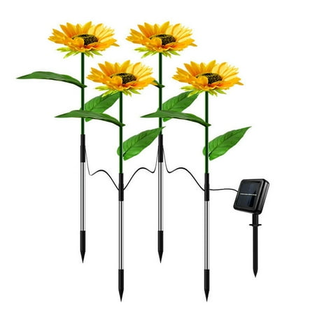 

EDFRWWS LED Sunflower Ground Light Durable Solar Lawn Lamp for Courtyard (1 Drag 4)