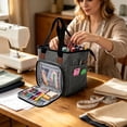 thumbnail image 6 of Crochet Bag Organizer, Large Capacity Knitting Storage Tote Bag with Multiple Pockets, Portable Sewing Kit Organizer for Yarn, Needles, Scissors, 10.2" X 9" X 5.5", for Knitting Enthusiasts, 6 of 6