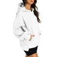thumbnail image 3 of Oversized Hoodie for Women with Pockets Solid Color Hooded Sweatshirt Fashion Casual Loose Long Sleeve Top Hood (White S), 3 of 5