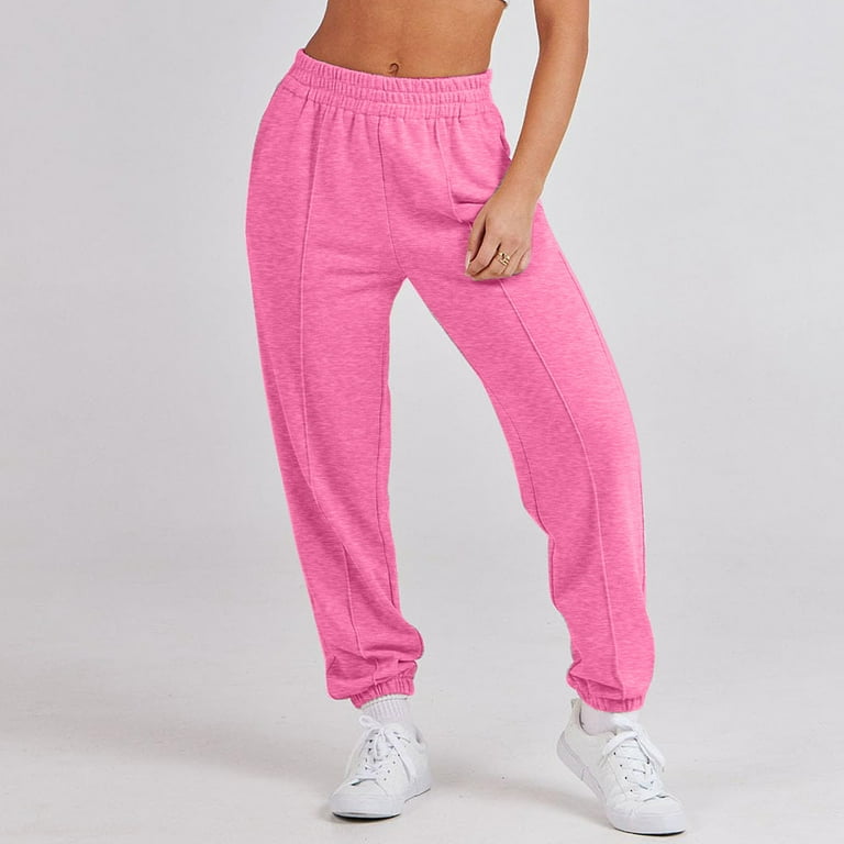 XFLWAM Women's Sweatpants Baggy Casual High Waisted Workout Athletic Bottom  Joggers Pants Hot Pink L