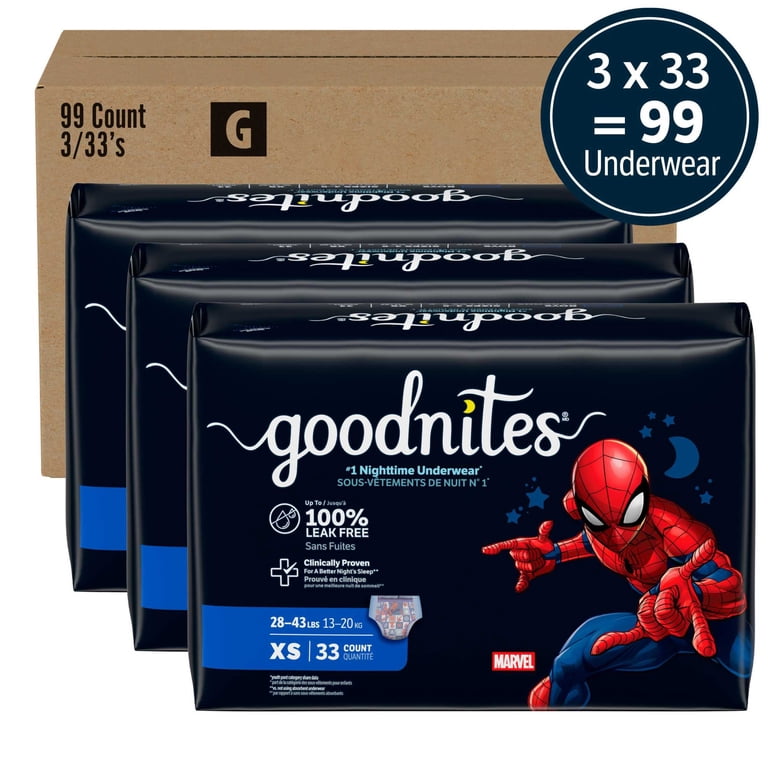 Goodnites Boys Nighttime Bedwetting Underwear, XS (28-43 lbs), 99