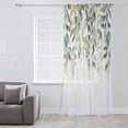 thumbnail image 3 of Green Brown Botanical Semi Sheer Curtains Drapes for Living Room, Bedroom, French Doors Window 84 Inches Long, Farmhouse Eucalyptus Leaves Rod Pocket Chiffon Curtain Drapery Voile Draperies Panel, 3 of 6