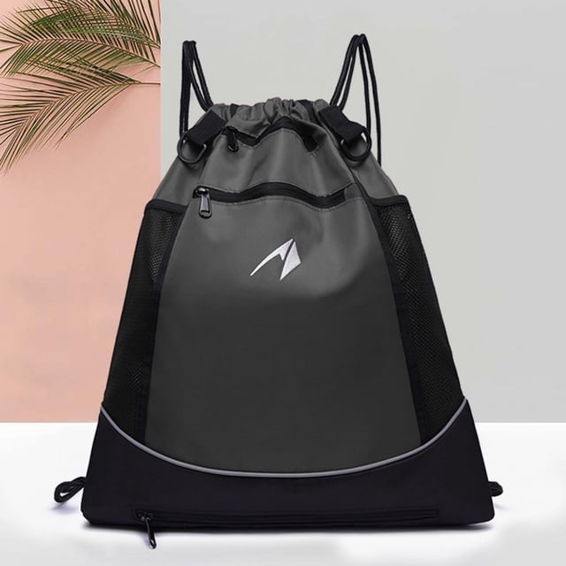 Mochila De Baloncesto Mochila de baloncesto con cordón, bolsa de malla de baloncesto, bolsa de transporte de fútbol (gris)
