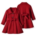 thumbnail image 3 of KYAIGUO Toddler Kids Girls Dress Woolen Jackets Long Sleeve Button Coats with Pocket Medium-Length Windbreaker Jacket Autumn Winter Coats Outerwear for 1-6 Years, 3 of 9