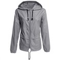 thumbnail image 1 of Chaqueta impermeable de sección delgada para mujer, con capucha y cordón para exteriores, para senderismo y lluvia, 1 of 3