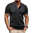 thumbnail image 2 of JTieacloth Heart Shirt Male Spring Short Sleeve Solid Color Letter Stripe Stitching Short Sleeve Top, 2 of 6