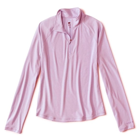 Camisa Orvis Dricast para mujer con cierre en cuarto y cremallera, color lila, talla S