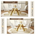 thumbnail image 5 of 42" Round Dining Table Set, White Sintered Stone Top & Gold Leg Chairs (4), Modern Kitchen, Seats 4, Easy Clean, Stainless Steel Base, Stylish, 5 of 26