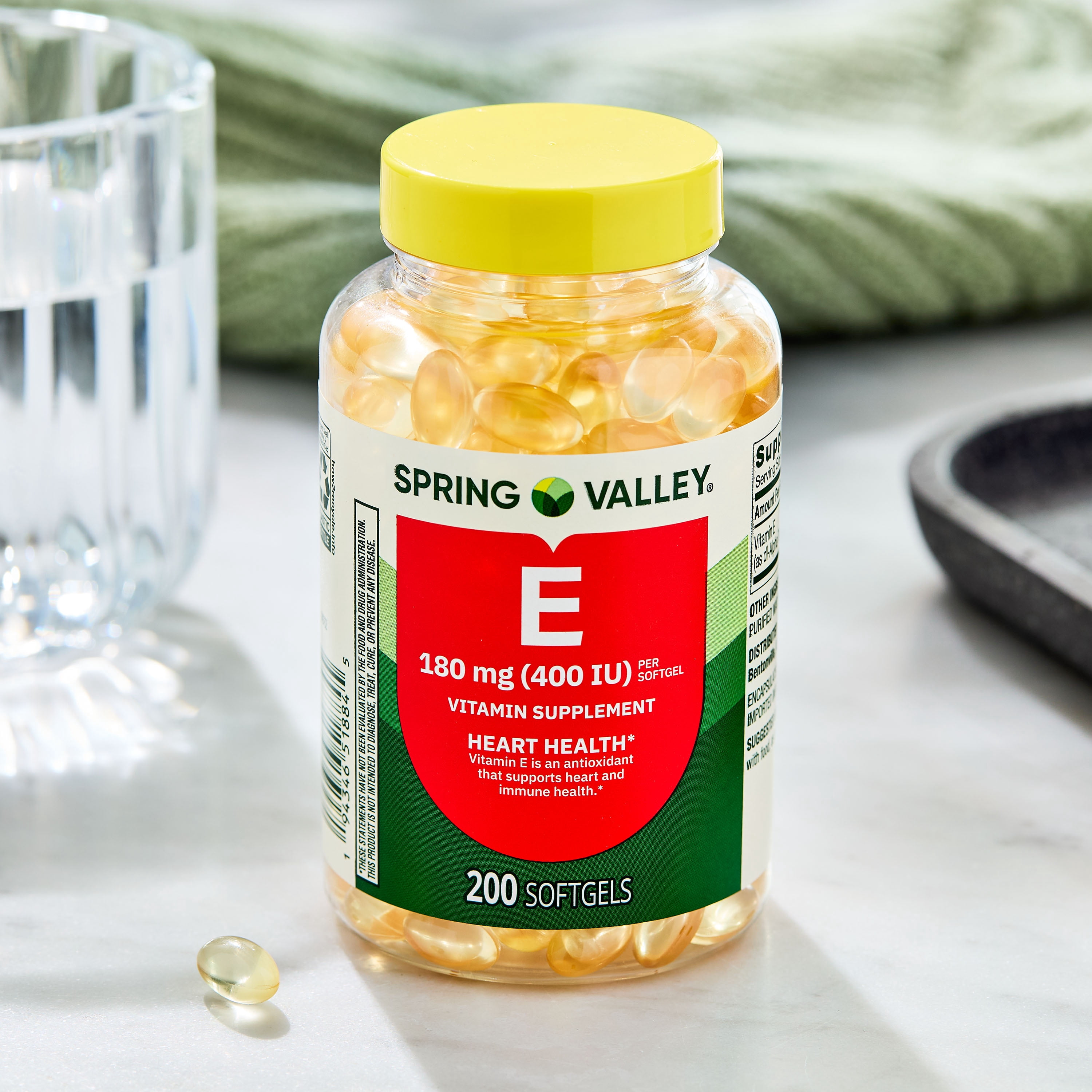 Spring Valley Vitamin E 180 mg Softgels for Heart Health, 200 Count
