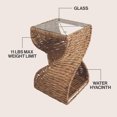 thumbnail image 2 of JONATHAN Y Suraya 14" Coastal Bohemian Handwoven Water Hyacinth Sculptural Twisted End Table with Glass Top and Storage Shelf, Natural, TBL2506A, 2 of 6