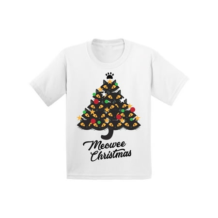 Cats Live Christmas Trees Awkward Styles Ugly Christmas T-Shirt for Baby Boys Girls Xmas Meowee Toddler Shirt Cat Tree ()