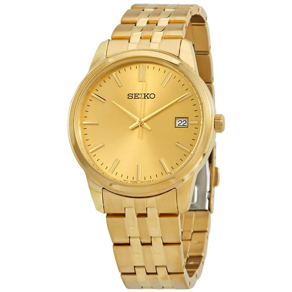 Seiko Essentials Men's Gold Tone Plated Stainless Steel Quartz Watch SUR442