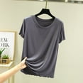 thumbnail image 2 of Annhoo Womens Pajama Tops Summer Casual Short Sleeve Comfy Round Neck Sleepwear Loose Soft Nightwear Loungewear, 2 of 4