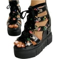 thumbnail image 1 of Womens Sandals Block Heel Platform Chunky Heeled Clear Transparent String Wedges Ankle Strap Sandals for Women, 1 of 7