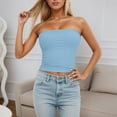 thumbnail image 2 of Tank Top for Women Tube Top Sleeveless Stretchy Camisole Removable Padding Strapless Shirt for Layering And Outerwear Womens Tops Boho Tops for Women, Color:Blue, Size:XS, 2 of 6