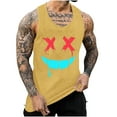 thumbnail image 2 of Teissuly Men's Tank Colorless Gradient Printing Round Neck Thin Strap Leakage Back Regular Casual Sports Tank Blouses, 2 of 5