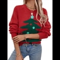 thumbnail image 3 of Suéteres Navideños para Mujer, Suéteres de Cuello Redondo, Suéteres de Larga, Ropa Navideña Festiva Rojo L, 3 of 10