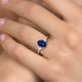 thumbnail image 4 of Gem Stone King 18K Yellow Gold Plated Silver Blue Created Sapphire and White Created Sapphire Engagement Ring for Women | 2.80 Cttw | Oval 9X7MM | Gemstone September Birthstone | Size 8, 4 of 6