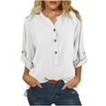 thumbnail image 1 of Hauts pour Femmes Manches Longues Mode pour Femmes Col en V Col Montant Manches Longues Blouse Décontractée Hauts Chemise, 1 of 8