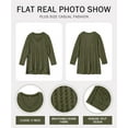 thumbnail image 3 of CASSIE LIZ plus Size Womens Tops 5X Long Sleeve Fall Shirts Fashion V Neck Green Tunics Waffle Knit Tee Loose Fit Winter Blouses Casual Slit Hem Pullover 5XL 26W 28W, 3 of 4