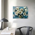 thumbnail image 4 of Nawypu  Flowers Canvas Wall Art White Elegant Modern Picture Gold Foil Rustic Painting Colorful Turquoise Floral Large Teal Artwork for Living Room Bedroom Bathroom Dining Room Home Office Decor, 4 of 5