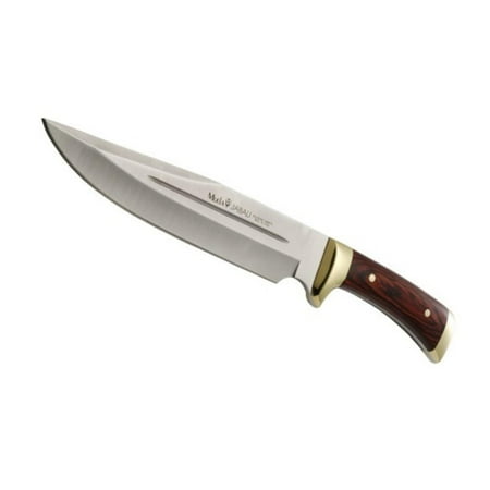 MUELA Fixed Blade Knife - X50CrMoV15 Stainless Steel with Coral Pakkawood Handle and Leather Sheath