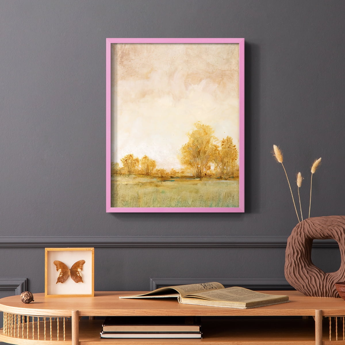 Carefree Day I Framed Print in Pink Solid Wood Framed Print No Nail Hanging