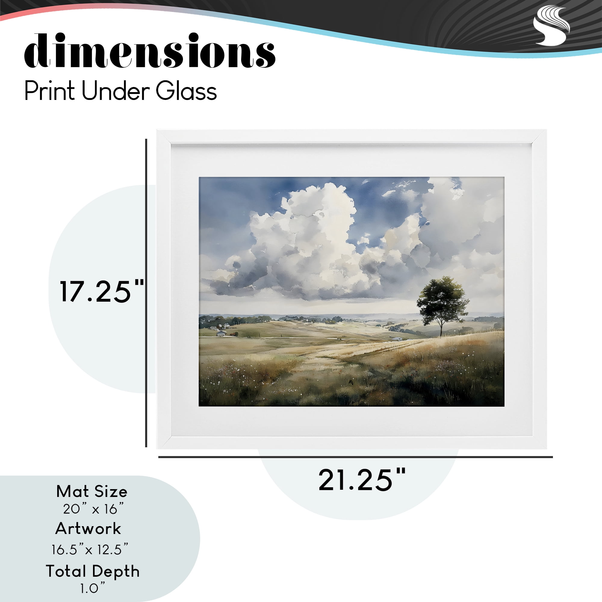 Stupell Industries Pretty Hills with Solitary Tree White Framed Print Under Glass, design by Franklyn Gregory