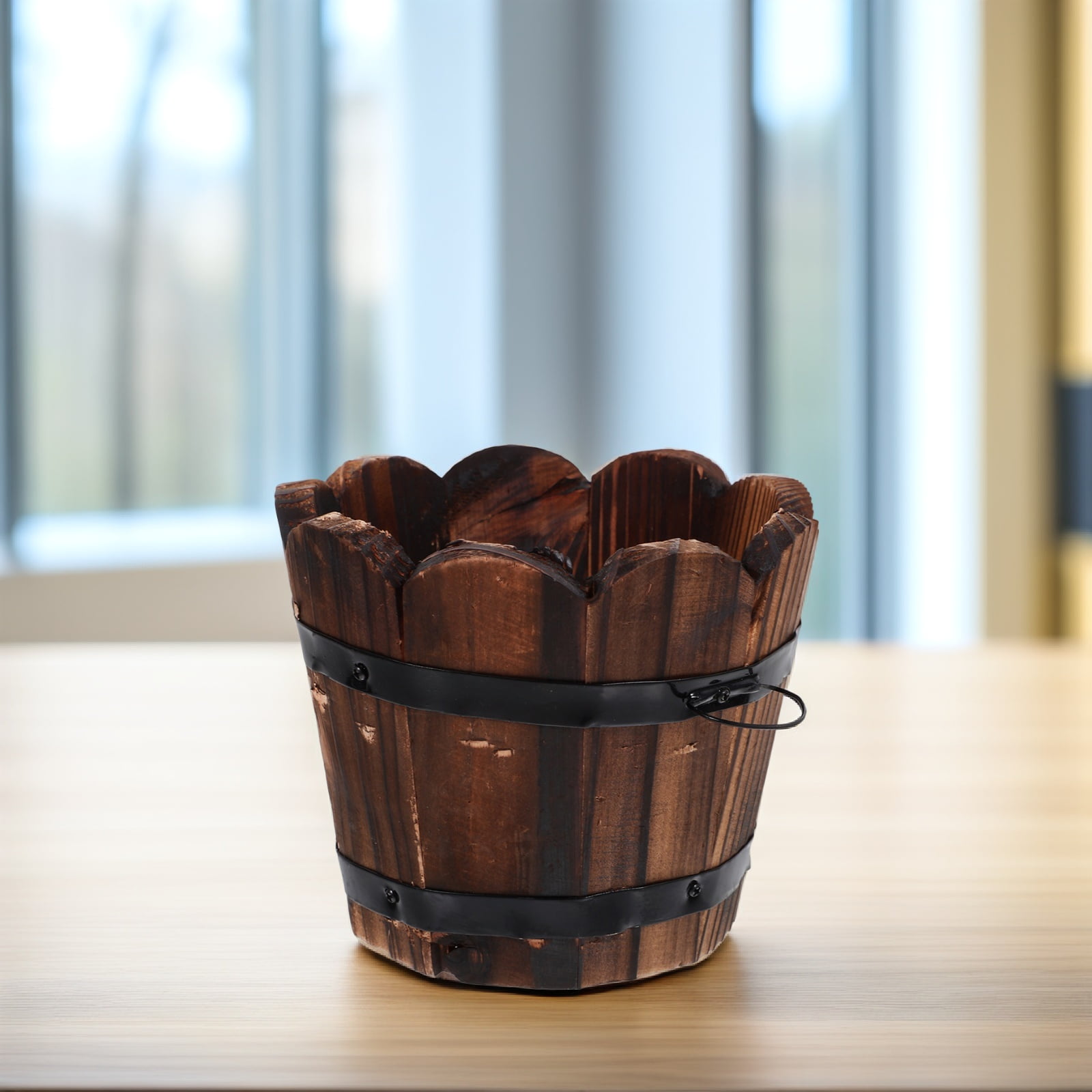 SEWCHICS Patio Garden Planter Wooden Planter Pot Coffee 1Pack