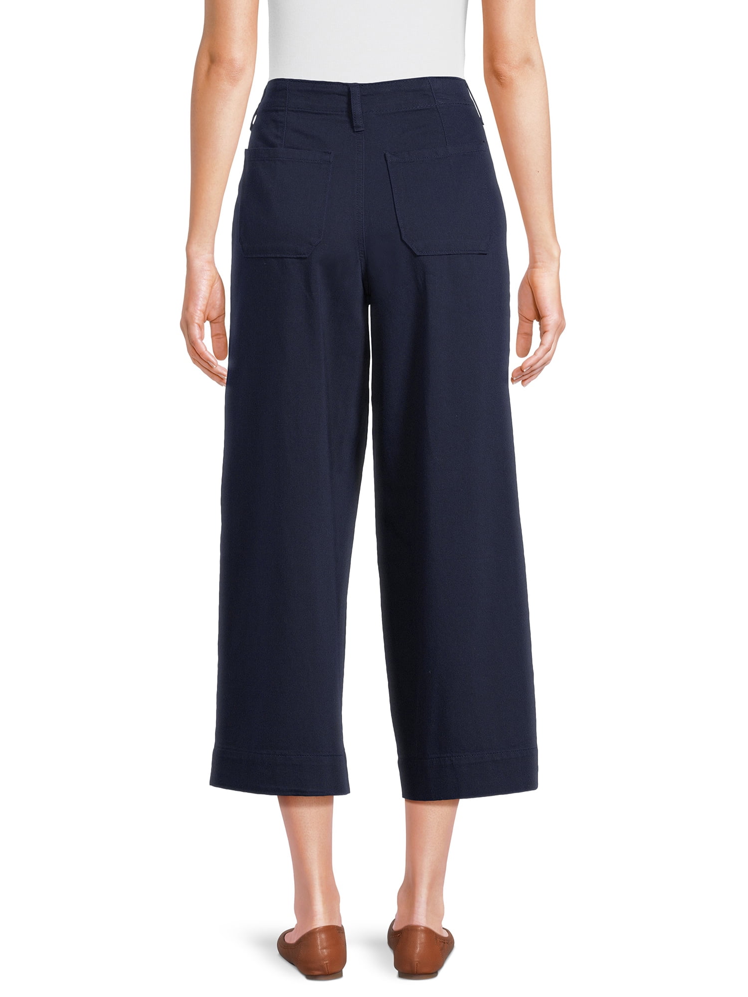 Time and Tru Women's Cropped Wide Leg Pants, Inseam 24", Sizes 2-20