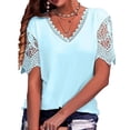 thumbnail image 2 of Blusa de manga corta a la moda para mujer, blusa de manga corta para mujer, blusa de encaje para mujer, blusa de manga corta para mujer, calidad en la que puede confiar, 2 of 5