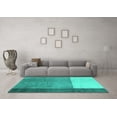 thumbnail image 3 of Ahgly Company Machine Washable Indoor Rectangle Abstract Turquoise Blue Modern Area Rugs, 3' x 5', 3 of 4