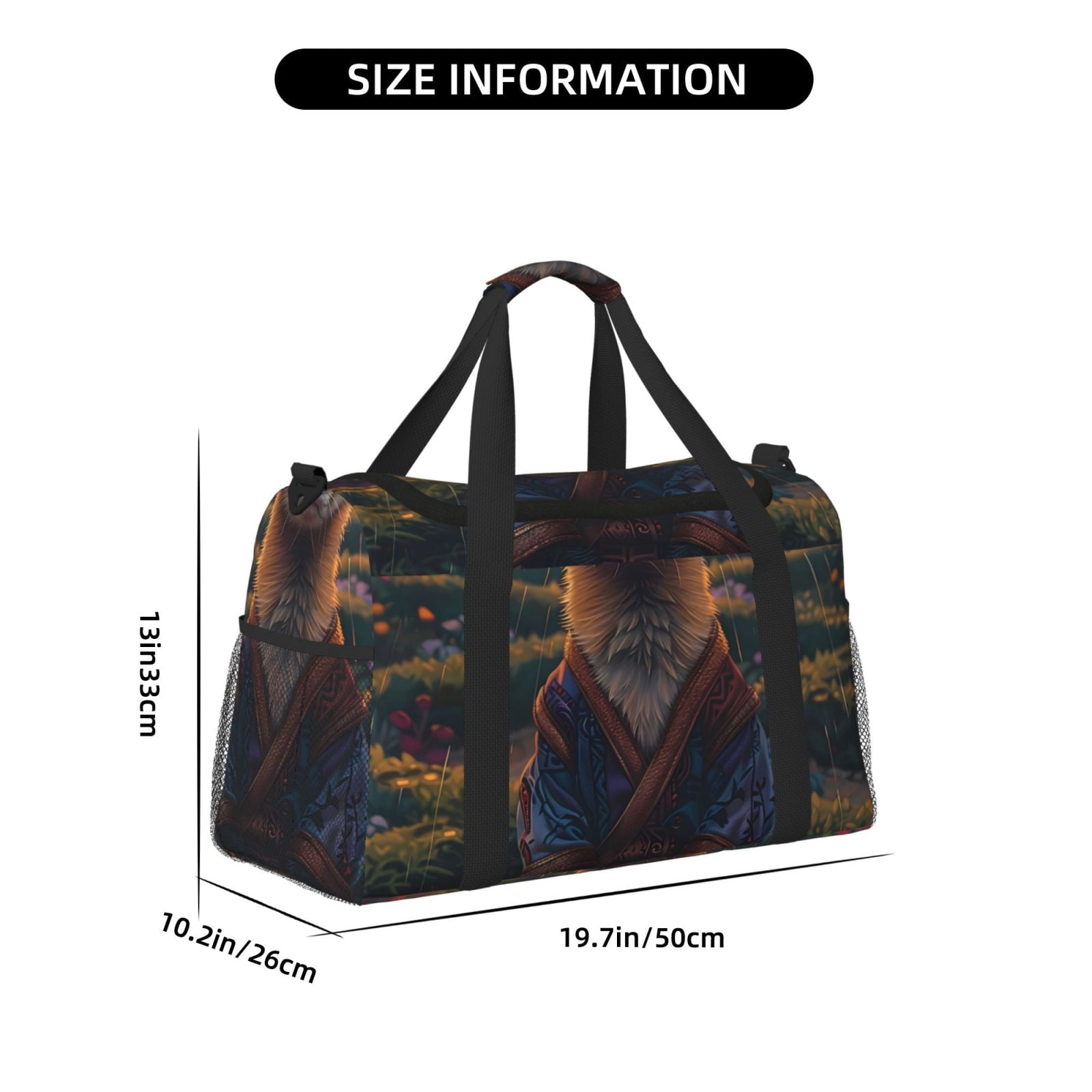 Fuzoiu Garden Meditating Weasel Print Travel Duffle Bag,Carry On Tote Bags,Duffel Bag,Sport Gym Bag, Hospital Bag for Labor and Delivery, Overnight Bag,Luggage Bag