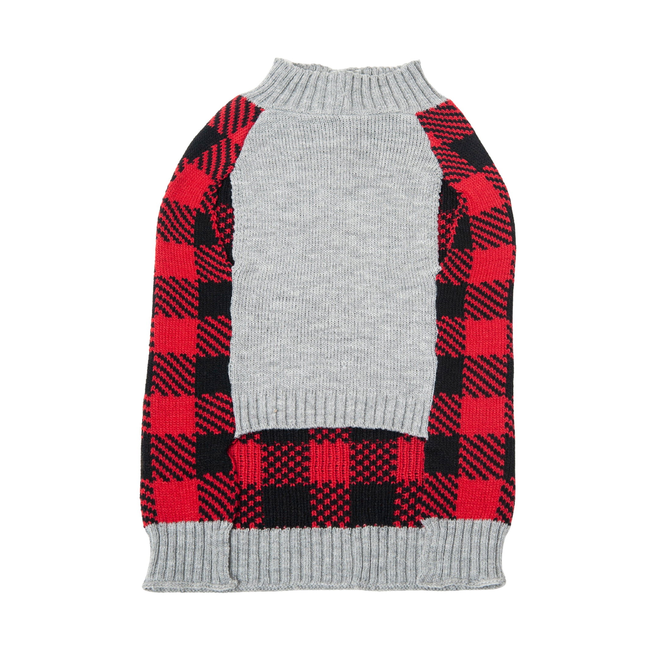 Vibrant Life Winter Dog Clothes Buffalo Check Plaid Sweater, Extra Large