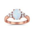 thumbnail image 2 of Oval Accent Rose Tone Lab Created White Opal Ring 925 Sterling Silver Size 5, 2 of 6