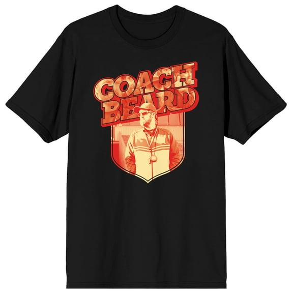 Ted Lasso Coach Beard on Shield Men's Black Graphic Tee-Large