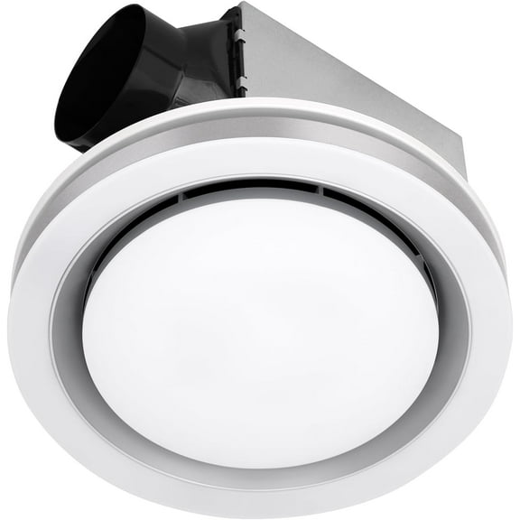 Akicon Bathroom Exhaust Fan with Light, 90 CFM, 1.5 Sones, 15W Dimmable 3CCT LED Light with 5W Night Light Bathroom Ventilation Fan for Ceiling for Home, Round, Silver