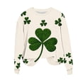 thumbnail image 1 of Wo-Fusoul Chandail de la Saint-Patrick pour Femmes, Trèfle Imprimé Coupe Ample Col Rond Manches Longues, Vert, 1 of 8