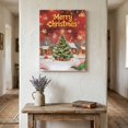 thumbnail image 3 of Canvas Wall Art, Red Green Christmas Framed Canvas Prints for Bathroom Hallway, Winter Snowflakes Xmas Trees Village Small Gallery Wrapped Wall Decor for Home Office, Gifts, 8"x10" Ship Next Day, 3 of 9