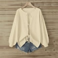 thumbnail image 2 of Nfurl Fall Jackets for Women Trendy Tie Front Long Sleeve Coats Basic Solid Color Thin Jacket Casual Outerwear Fashion Jackets Beige XXL, 2 of 8