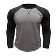 thumbnail image 3 of VBTAPA Mens Muscle Tee Shirts Raglan Long Sleeve Crewneck T-shirt Slim Fit Stretch Gym Workout Tees Deal of The Day Clearance Gray L, 3 of 6