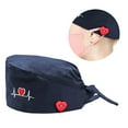 thumbnail image 5 of cdar Women ECG Heart Embroidery Adjustable Dustproof Button Scrub Cap Bouffant Hat Scrub Cap, 5 of 8