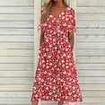 thumbnail image 2 of Robe Décontractée pour Femmes pour l'Été Imprimé Vintage Manches Courtes Robe T-Shirt Ample Midi de Plage avec Poches, 2 of 5