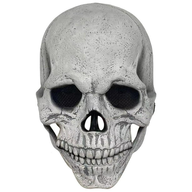 Máscara de calavera de cabeza completa de Halloween con mandíbula móvil, casco de látex realista para adultos, Color claro