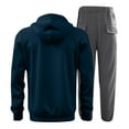 thumbnail image 5 of Ahabrexf Coat Set, Men's Solid Color Sports Zipper Pockets Long Sleeve Hooded Top and Bottoms, 5 of 8