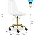 thumbnail image 2 of HOMEFUN Clear Desk Chair with Cushion, Armless Acrylic Rolling Chair Height Adjustable Ghost Swivel Molded Plastic and Wheels, 2 of 7