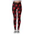 thumbnail image 2 of FASHOFT Valentines Day Leggings for Women Holiday High Waisted Comfy Pants Ankle Length Brushed Gym Legging Winter Stretch Tights Red M, 2 of 6