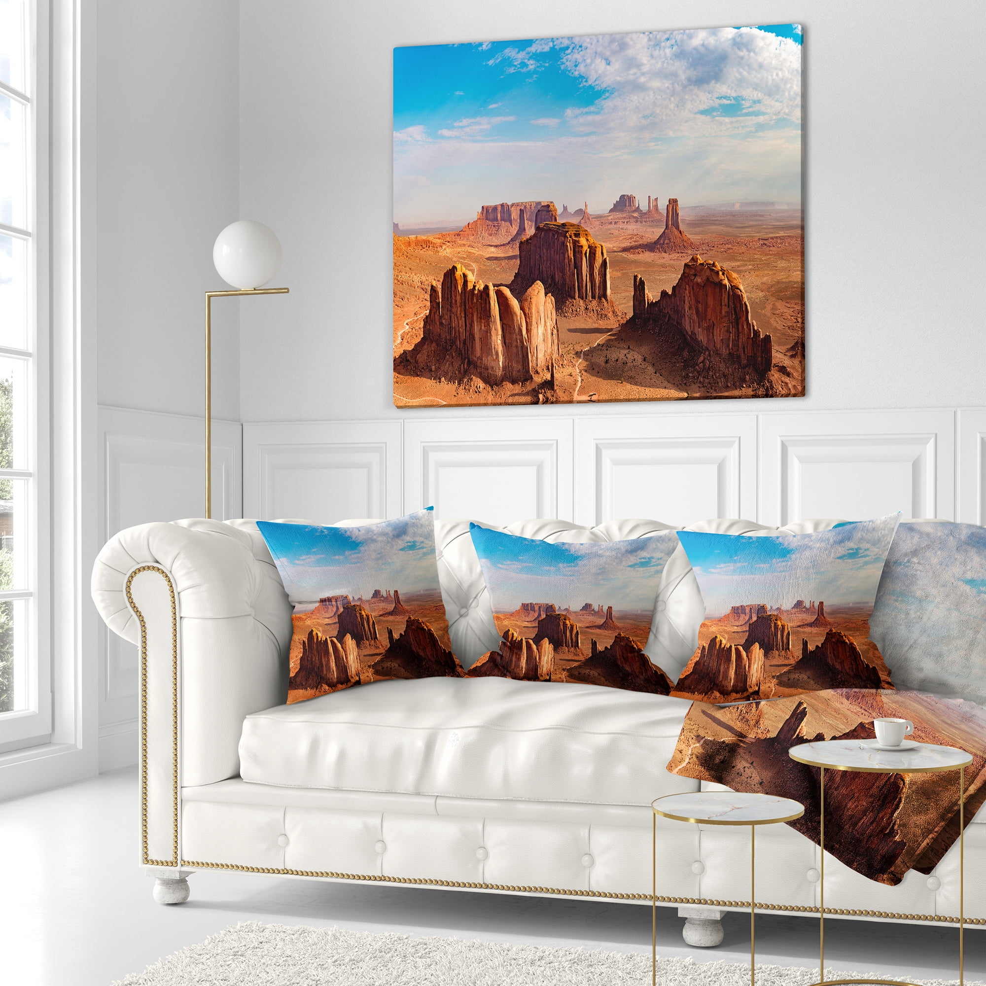 Designart Monument Valley Aerial Sky View - Landscape Printed Throw Pillow - 18x18
