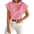 thumbnail image 3 of Women Summer Cap Sleeve Tank Top Crew Neck Solid Casual Basic Tee Shirt, 3 of 6