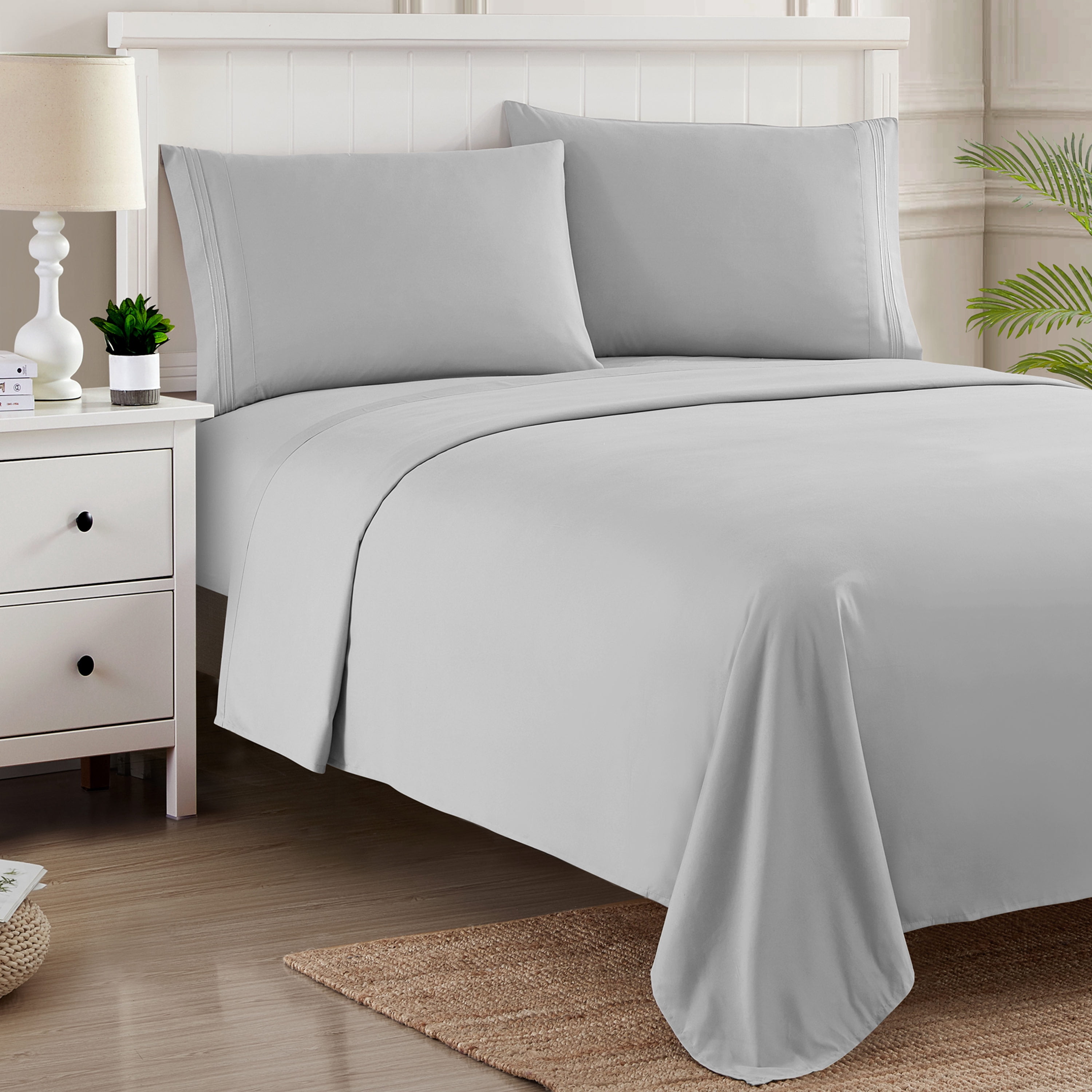 Sweet Home Collection 1800 Series Bed Sheets - Extra Soft Microfiber Deep Pocket Sheet Set - Silver, Twin XL